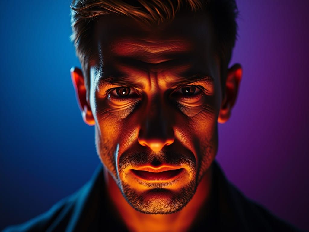 Luxurious Portrait of a Man in Warm, Dramatic Lighting