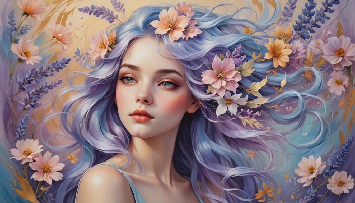 Soft Pastel Portrait of a Serene Girl