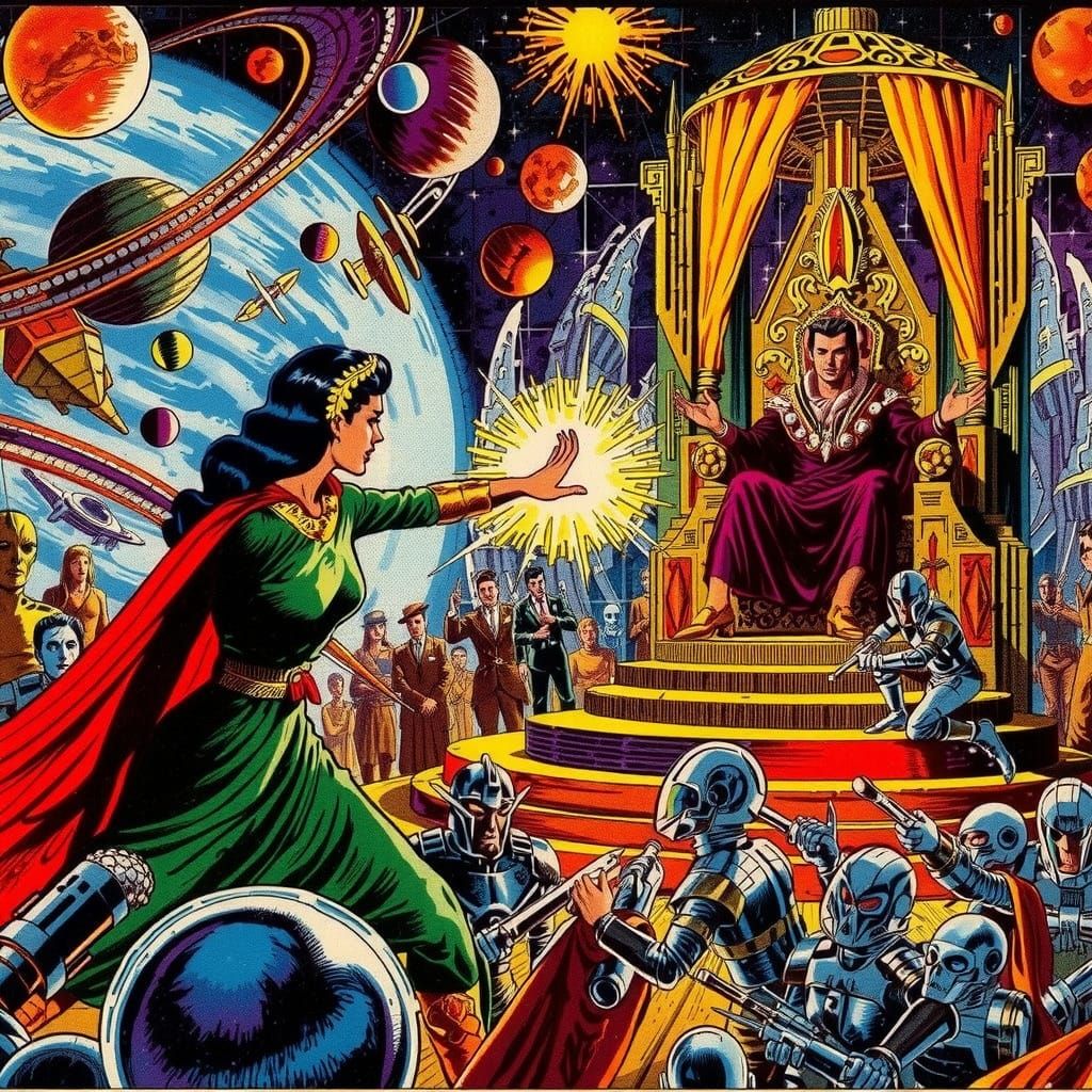 Vintage Pulp Comic: Space Hero vs. Tyrant