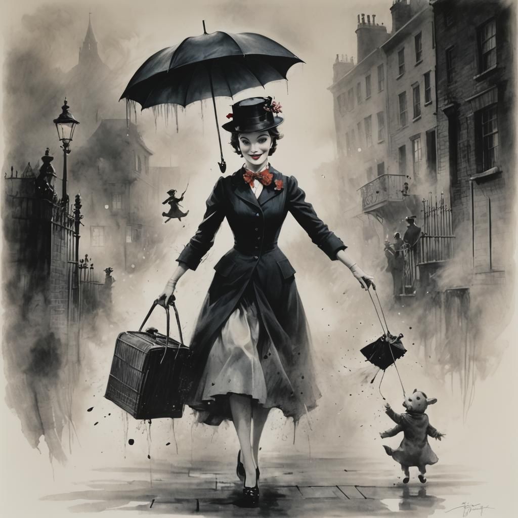 Mary Poppins Illustration in Gammell's Style
