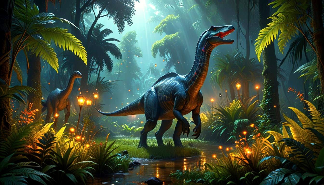 Jurassic Brachiosaurus in Lush Prehistoric Forest