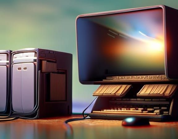 Mice Family Living Inside Computer, Dreamy Digital Art