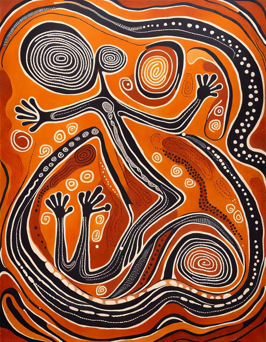 Wandjina Creation Goddess in Aboriginal Rock Art Style