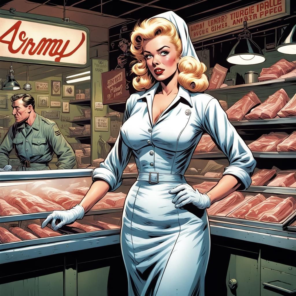 Army Ghost Pinup in Comic Book Style