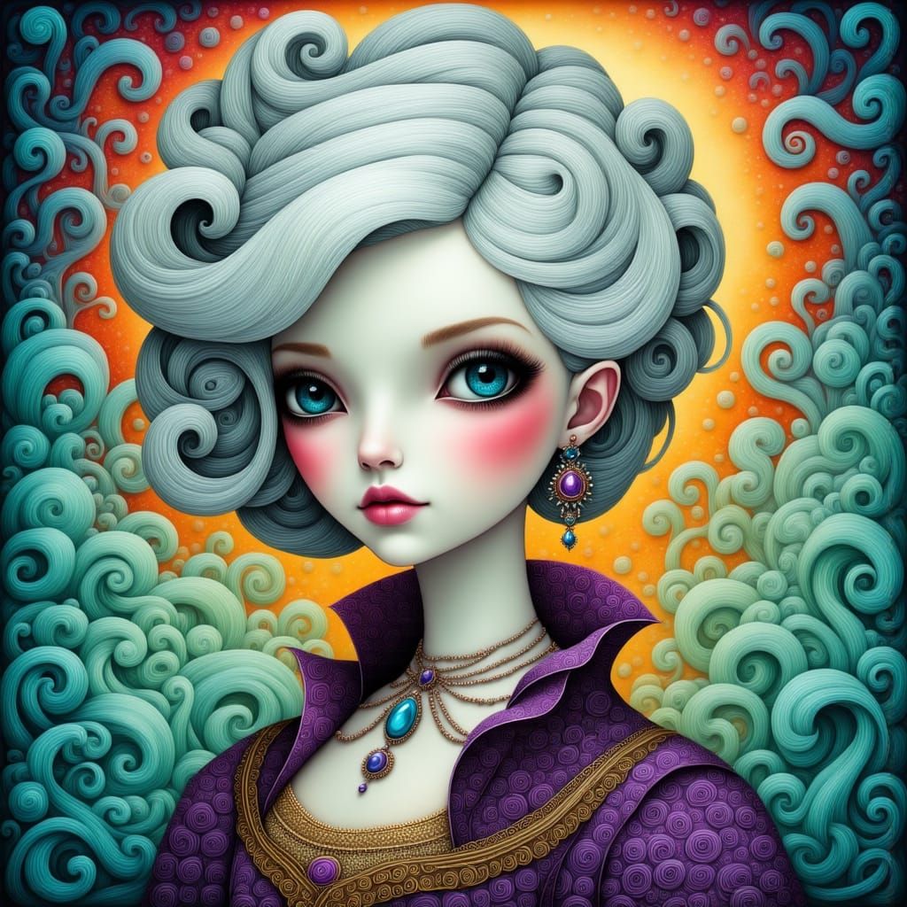 Regal Woman in Art Nouveau-Inspired Portrait