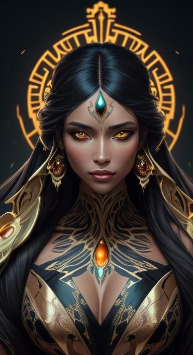 A beautiful woman dressed in extravagant clothes