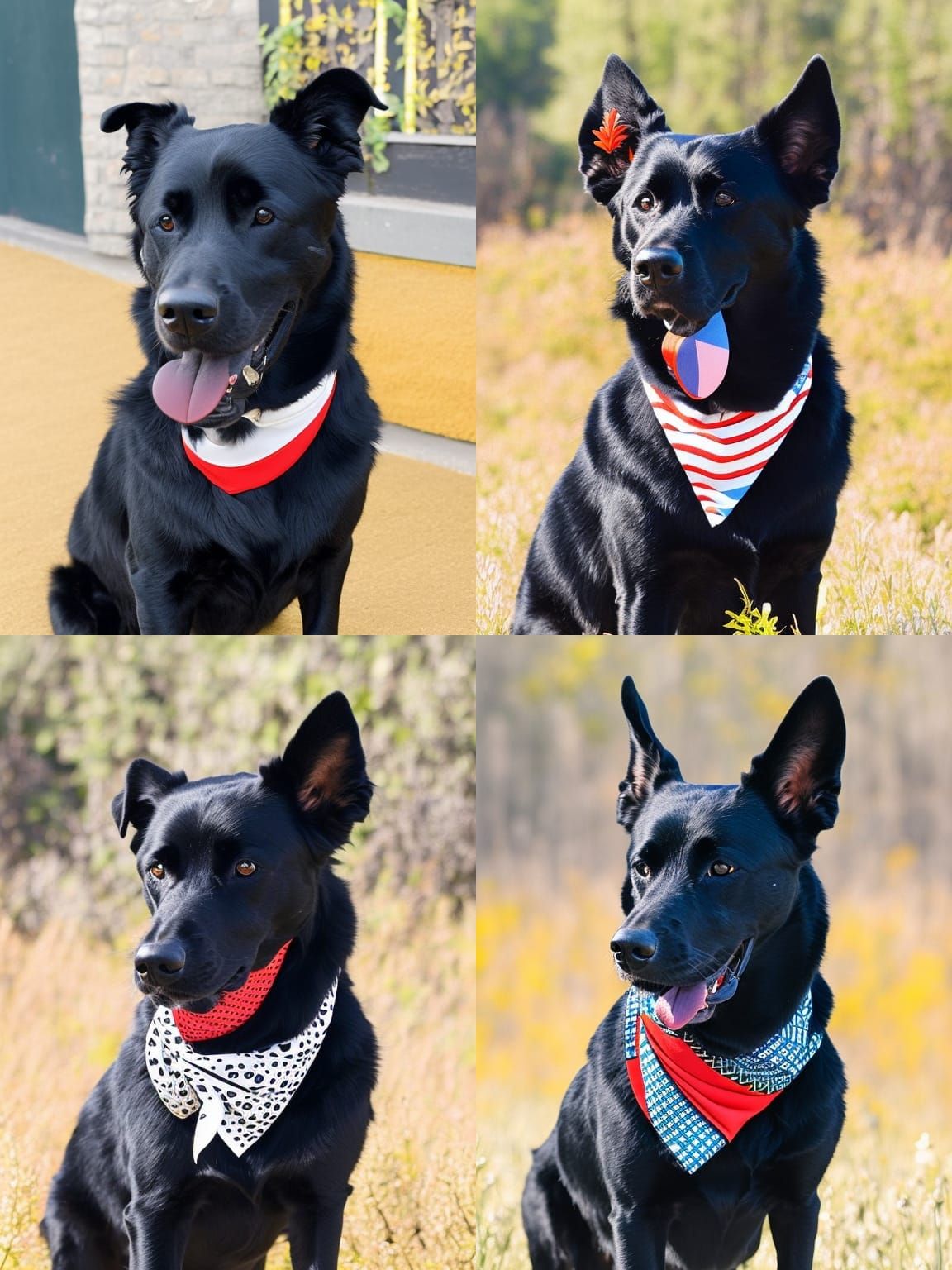 Smiling Black Dog Logo with Bandana
