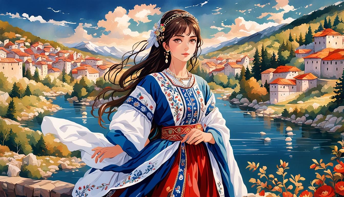 Anime Art: Stunning Dobrujan Bulgarian Woman in Traditional ...