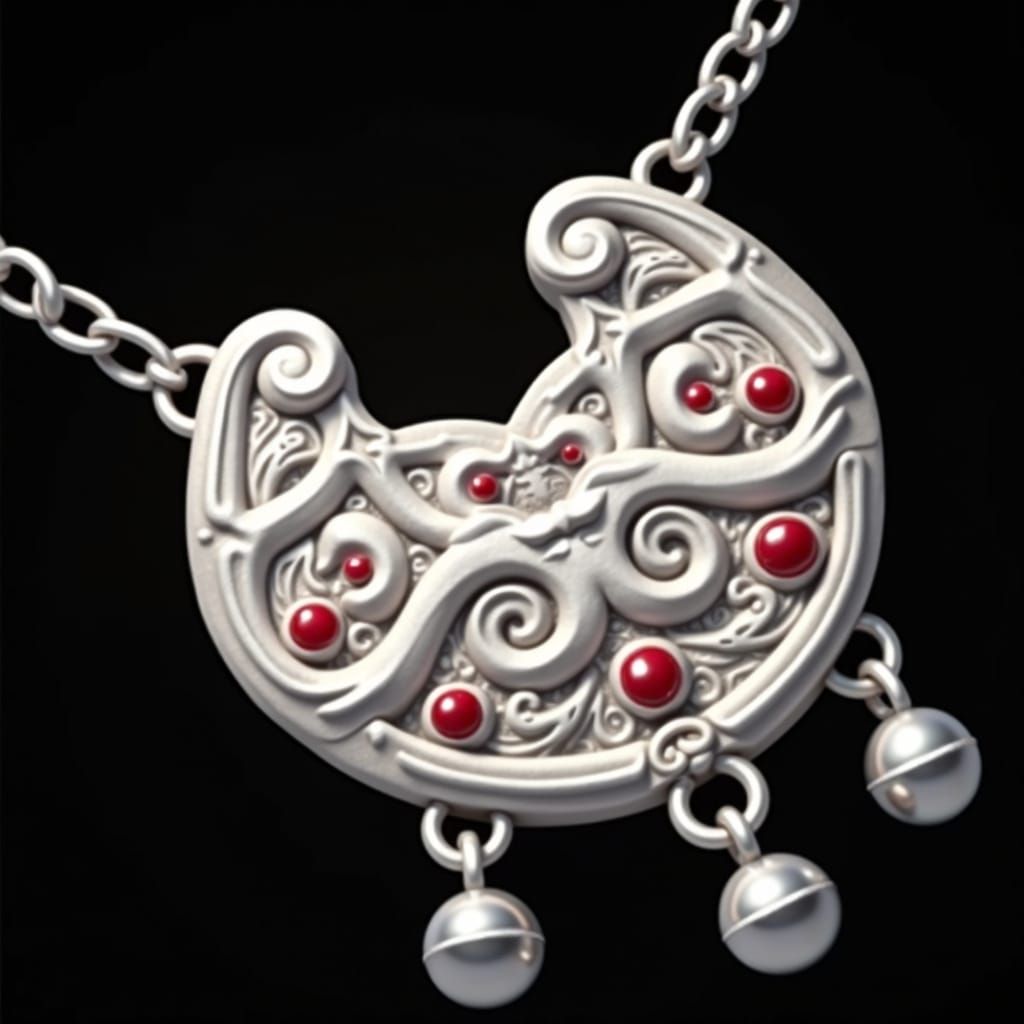 Celtic Silver Pendant with Rubies in Fantasy Style