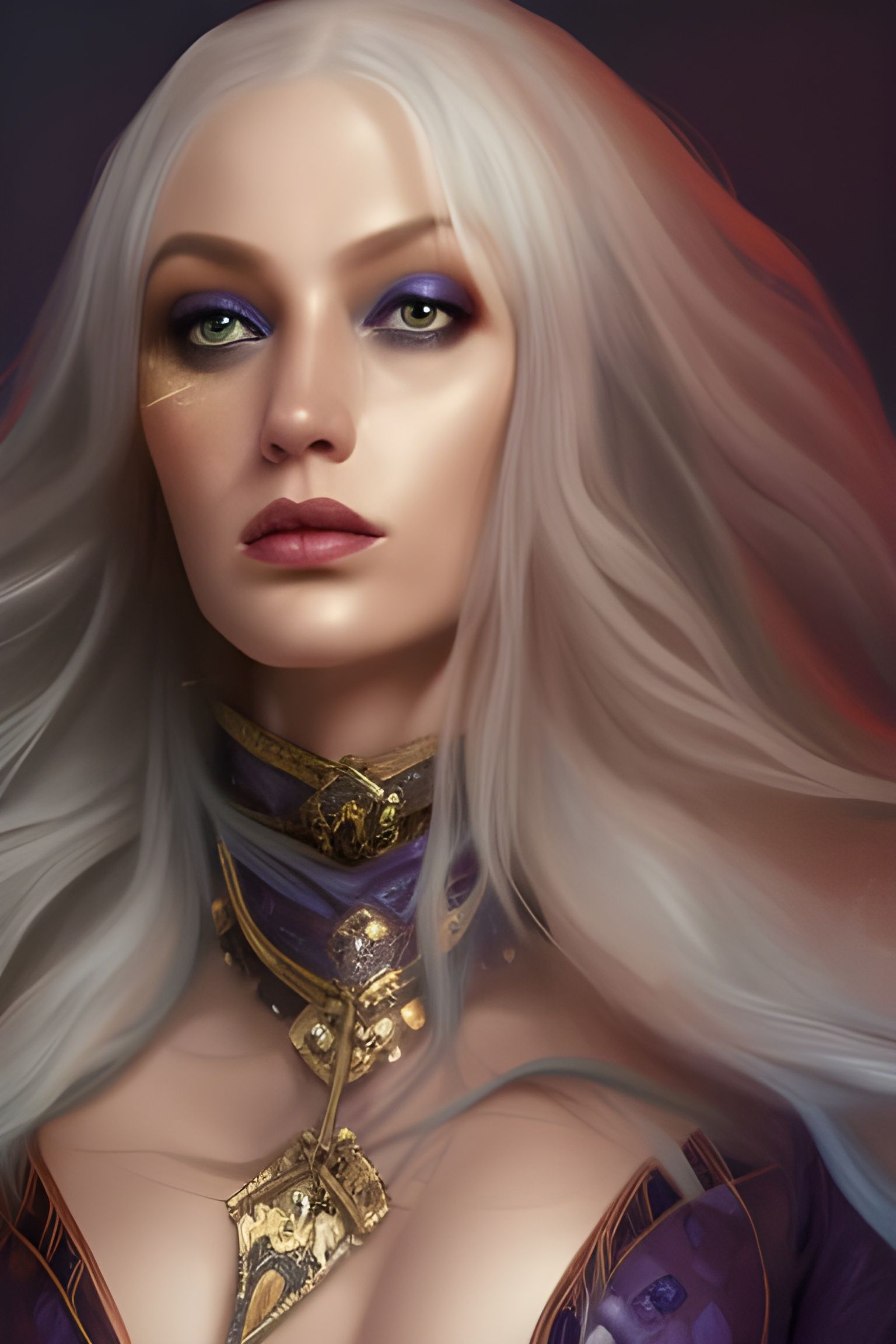 Drow Sorceress Portrait in Hyperdetailed Fantasy Art