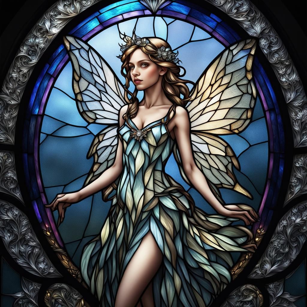 Diamond Stained Glass Fairy in HDR