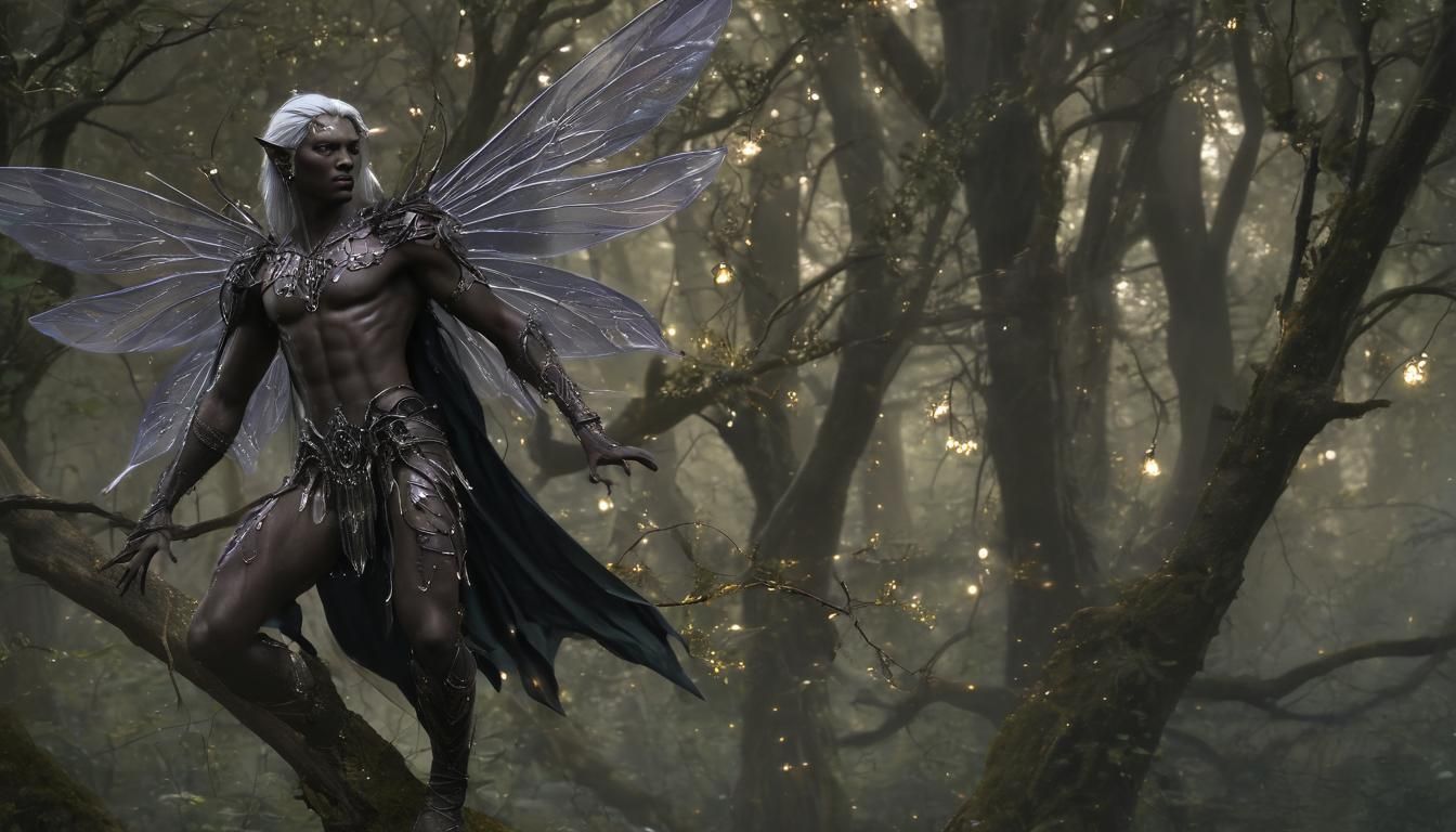 Drow Fairies in Enchanted Forest, Photorealistic Style