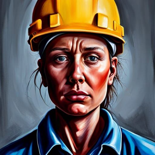 Hyperrealistic Portrait of a Female Sanitation Worker