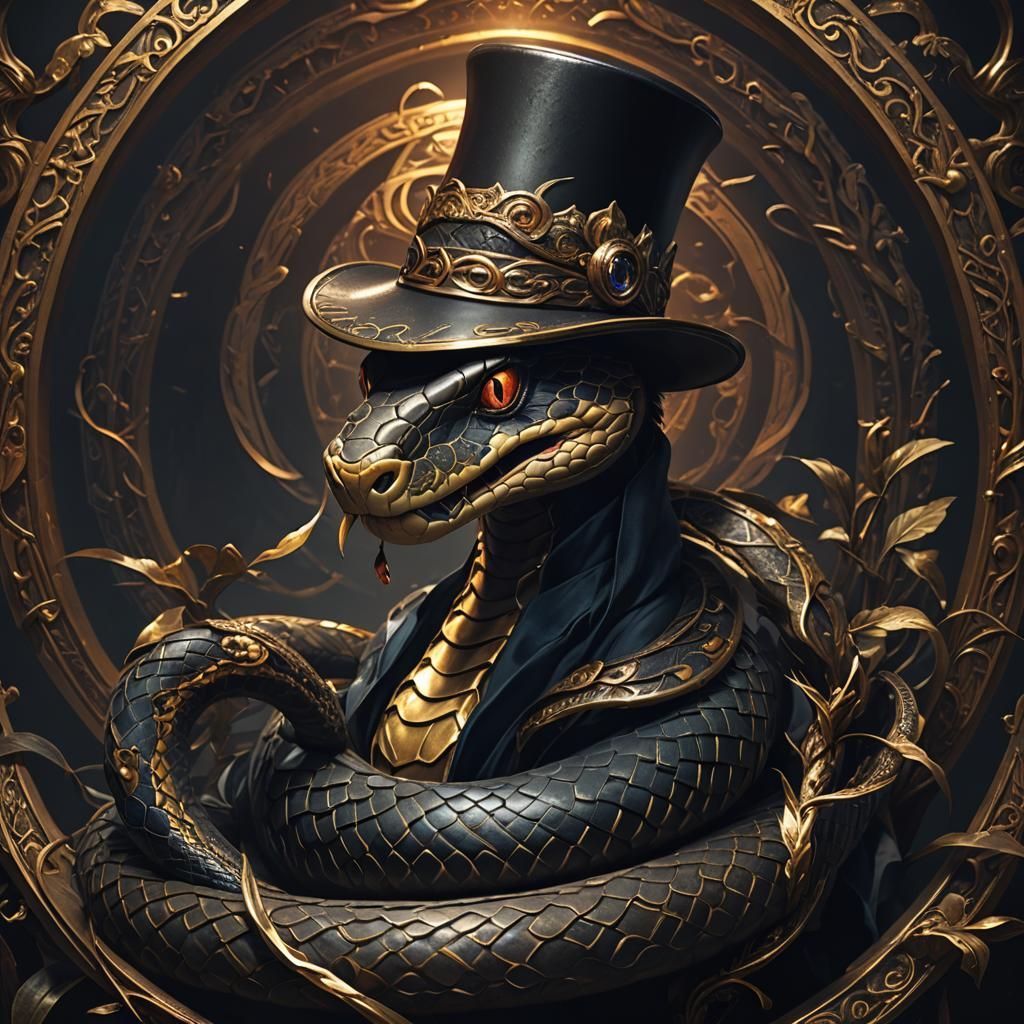 Snake with Tiny Hat: Dark Fantasy Concept Art