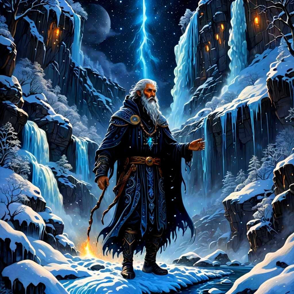 Dark Mystical Windigo by Waterfall: Epic Masterpiece