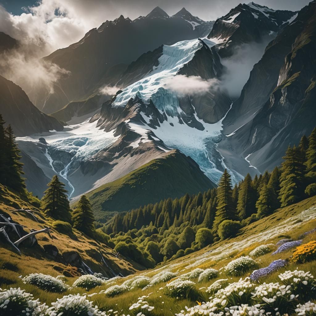 Majestic Chilean Mountain in Serene Summer Landscape