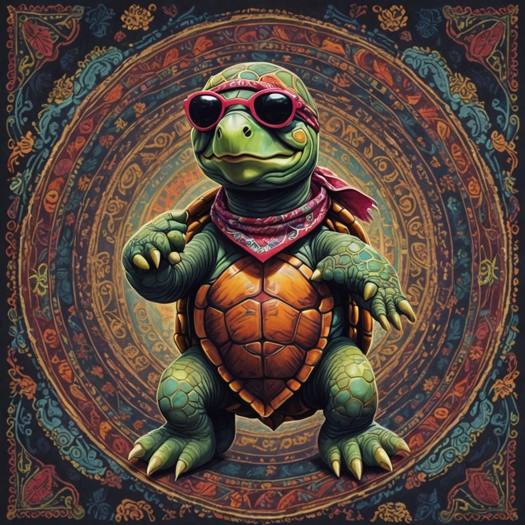 Turtle with Sunglasses in Furry Art Style