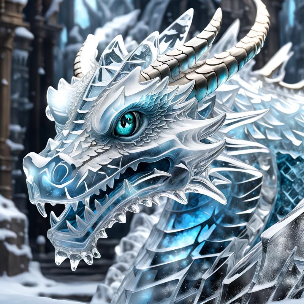 Gorgeous Ice Dragon Sculpture: A Masterpiece of 3D Art