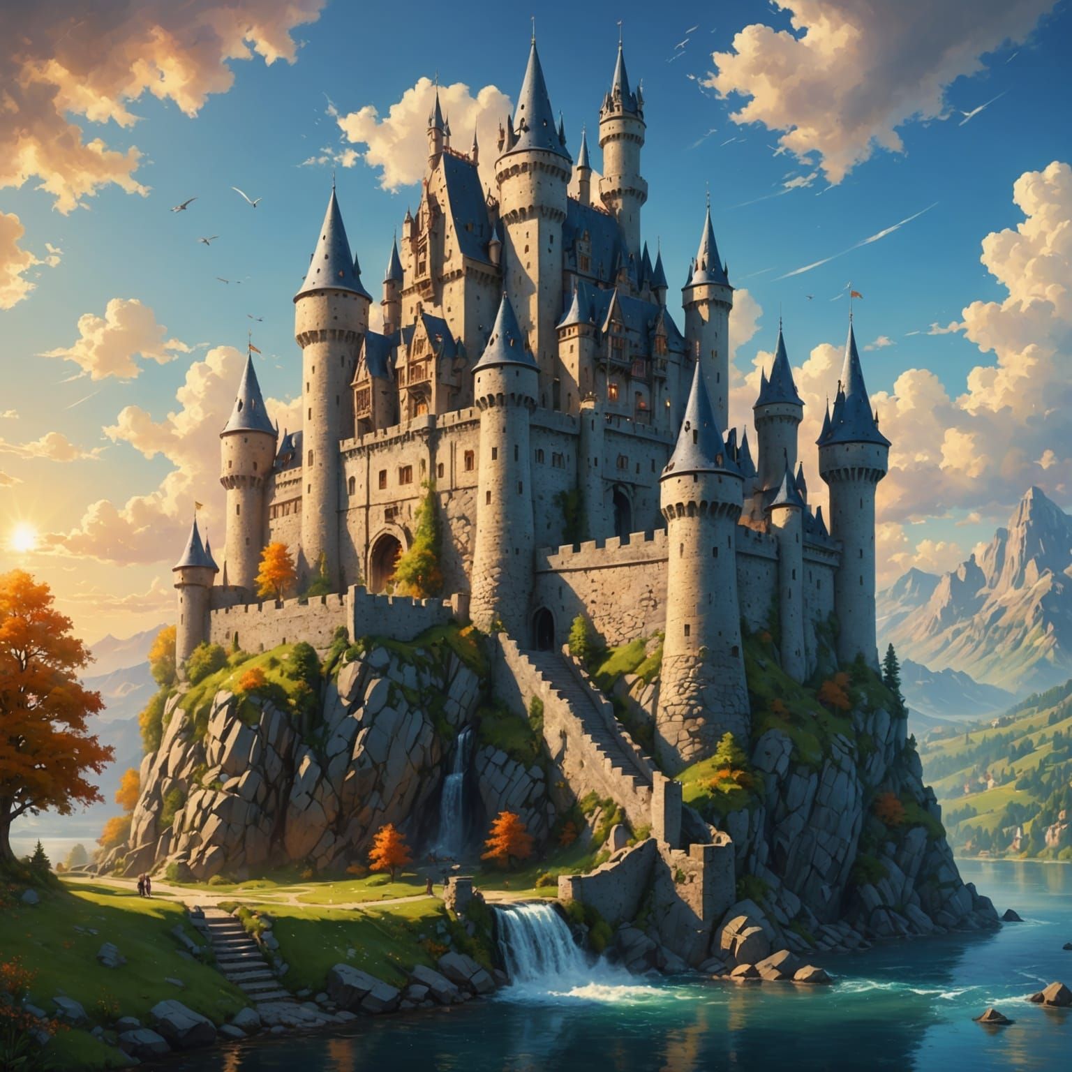 Ethereal Castle Amidst Heavenly Bliss