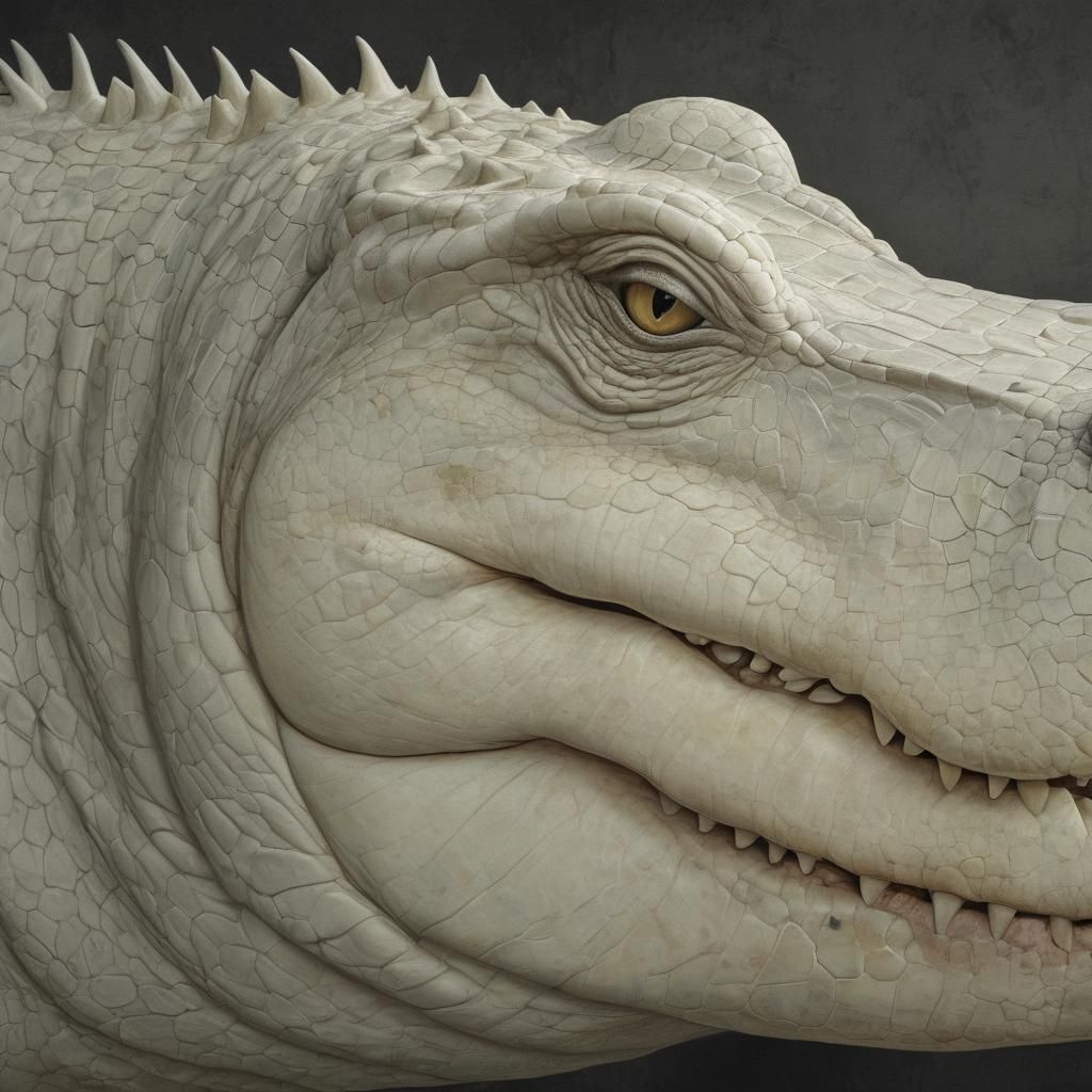 Giant Albino Alligator in Dreamlike Pastel Art
