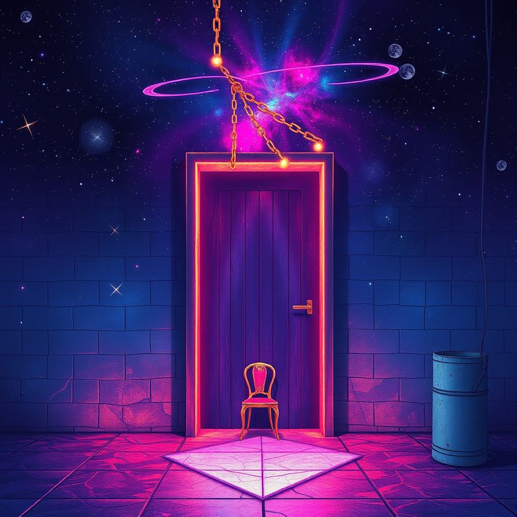 Surreal Cosmic Portal in Empty Night