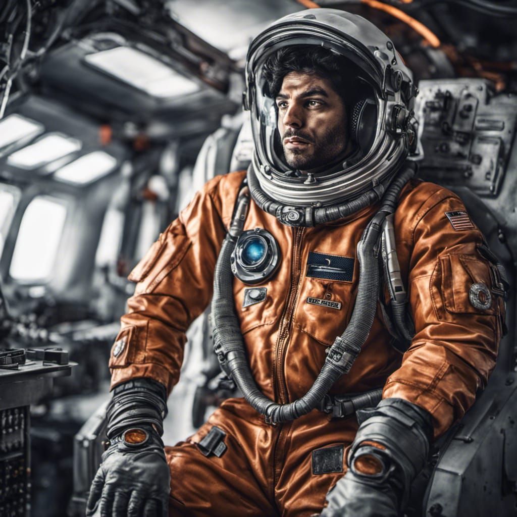Hyperrealistic Space Engineer in Flight Suit