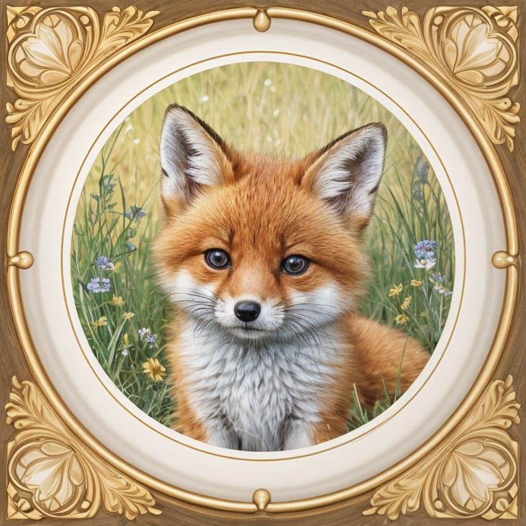 Whimsical Baby Fox Face in Delicate Watercolor Style