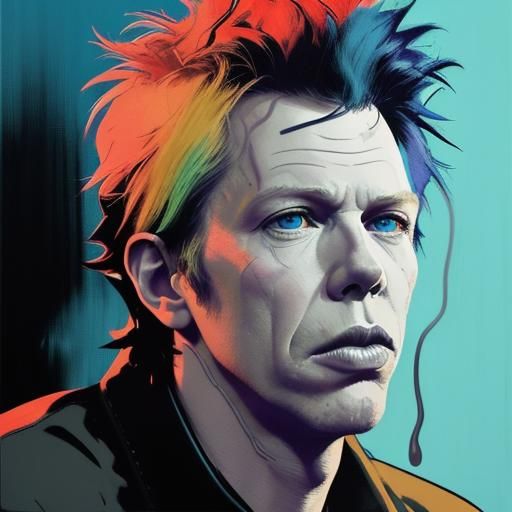 Tom Waits in Pop Art Style Portrait