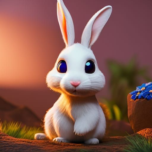 Cute Rabbit in Pixar Style 3D Art