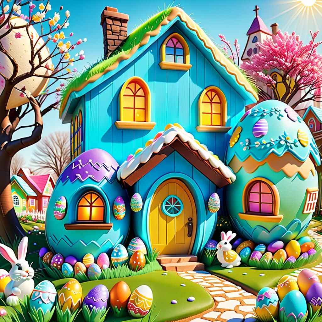 Easter Candigami Wonderland: Digital Art Painting