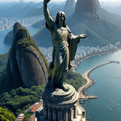 Cristo Redentor Statue in Hyperrealistic Concept Art