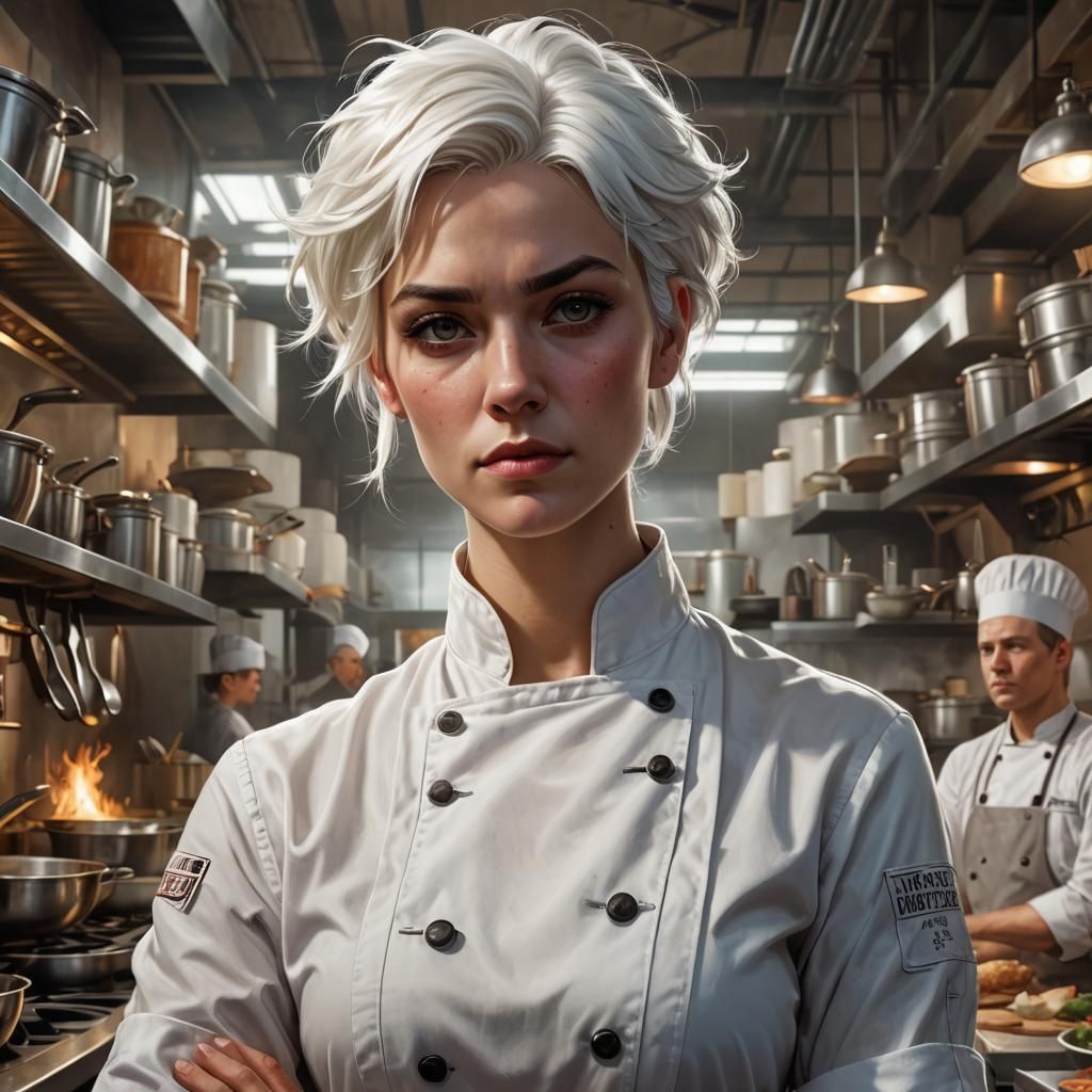 Androgynous Chef Character in Comic Book Style
