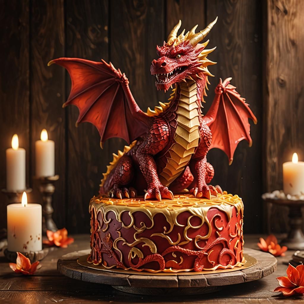 Hyperrealistic Dragon Cake in Macro Shot