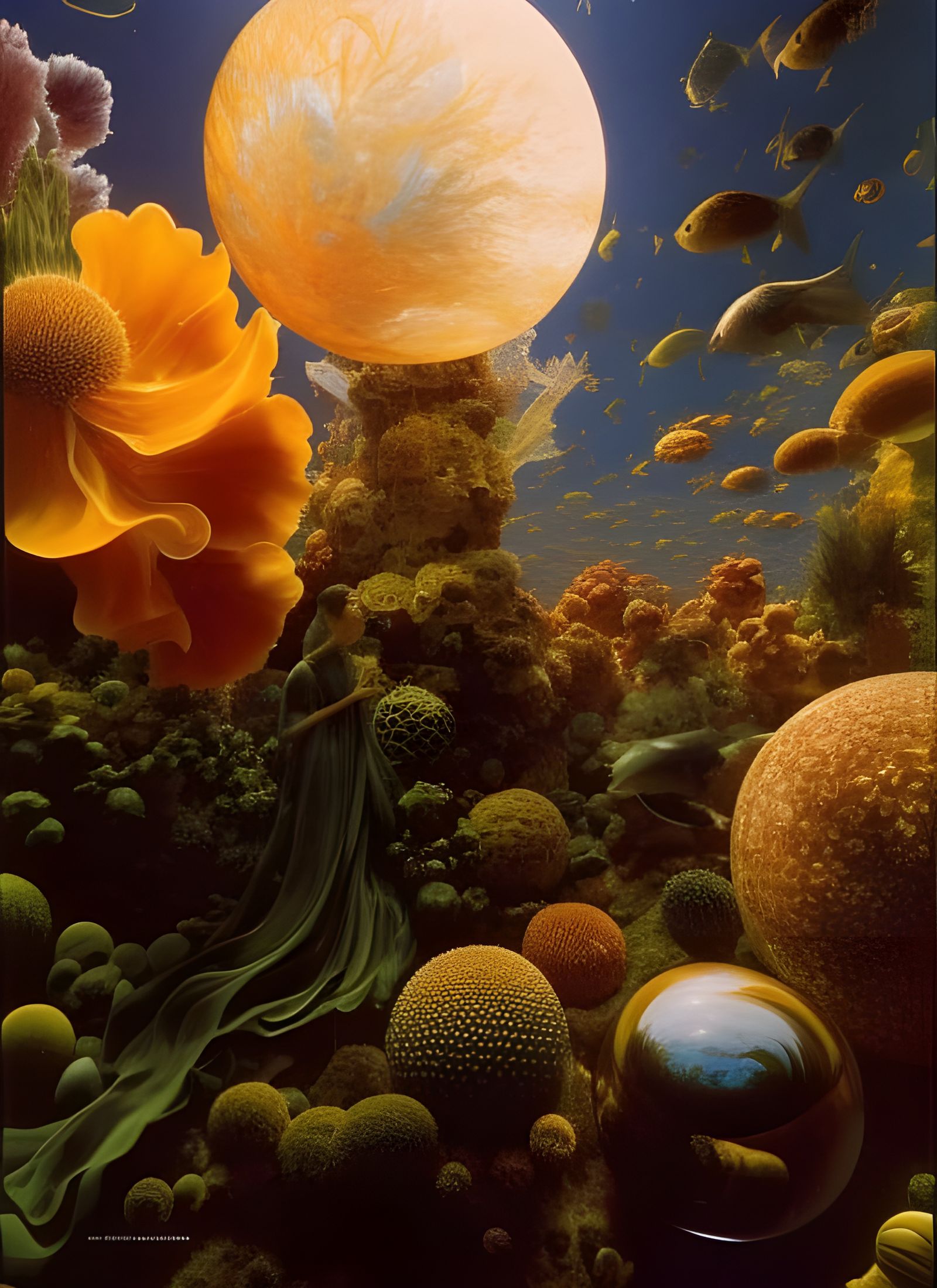 Dreamy Fractal Garden at Night: Digital Art