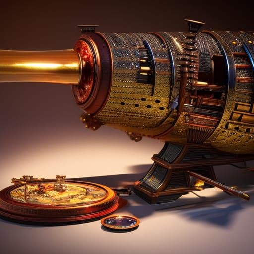 Steampunk Minstrel with Mechanical Lute, Digital Art