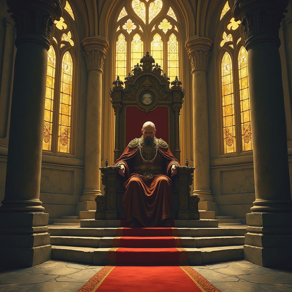 Regal Figure in Opulent Throne Room