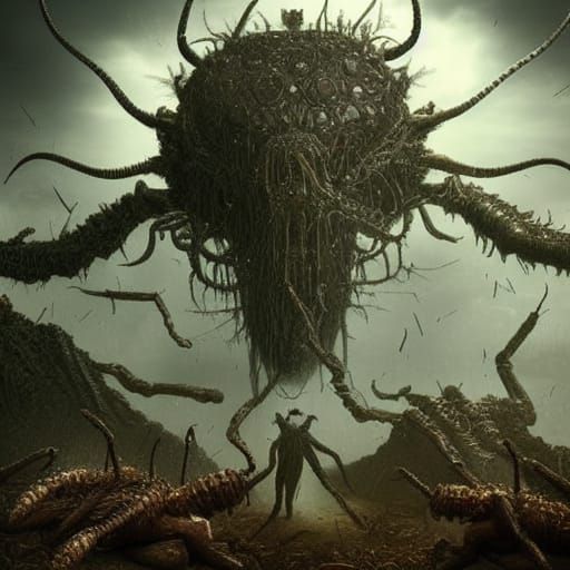 Ominous Swarm: A Detailed Digital Matte Painting