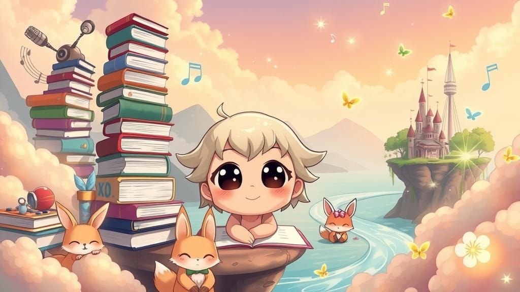 Chibi Dreamer Surrounded by Whimsical Wonder