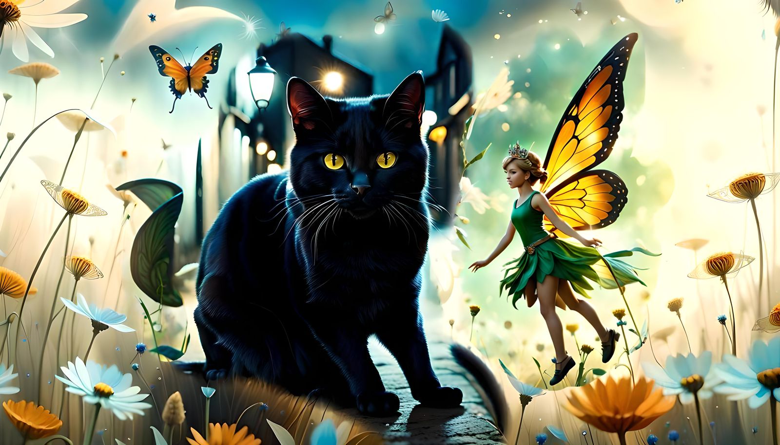 Exquisite Fairy Queen in a Summer Meadow