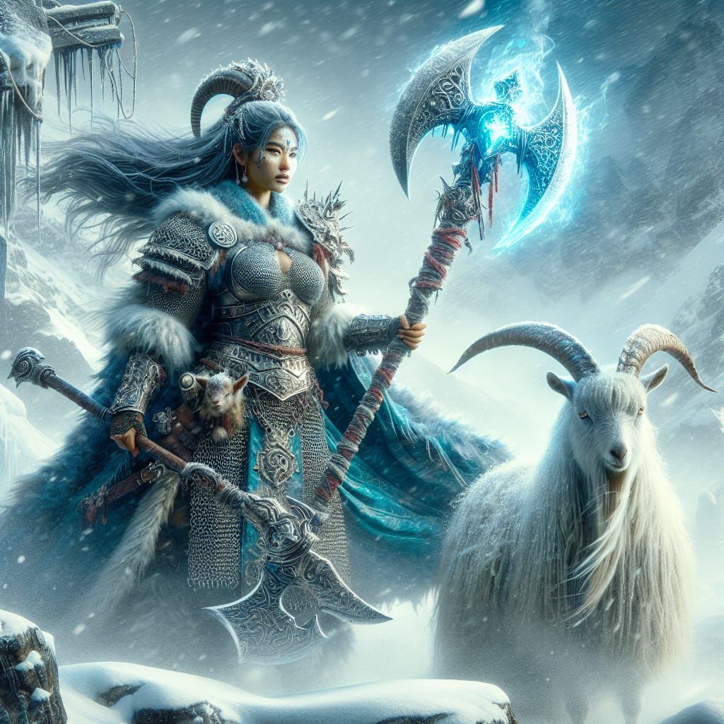 Hyper-Realistic South Asian War Dwarf in Snowy Battle Scene