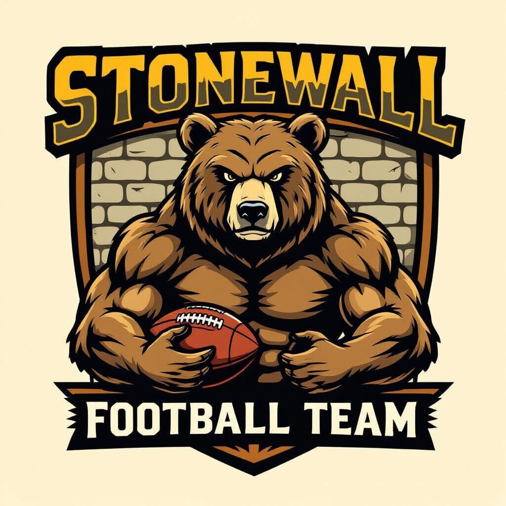 Stonewall Browns: Football Logo with Bear