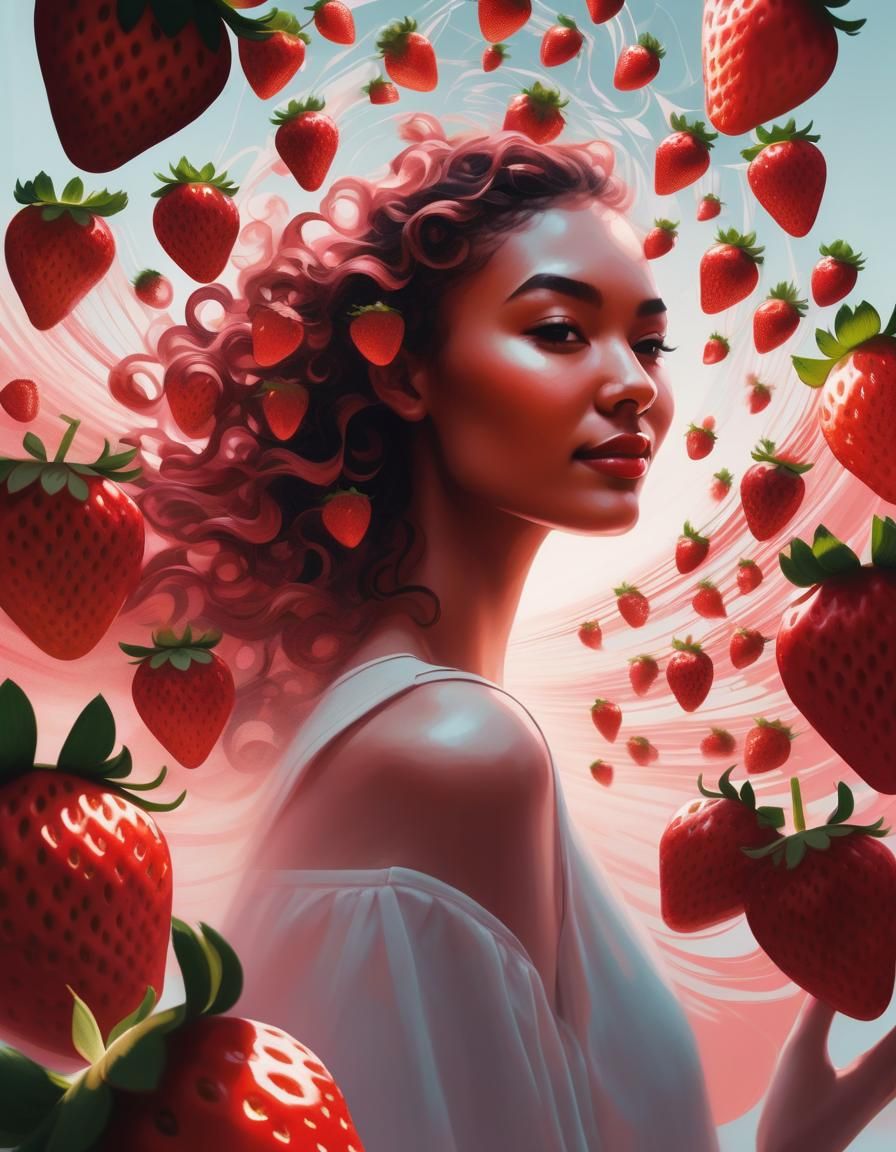 Strawberry Dream: Swirls and Curls Double Exposure
