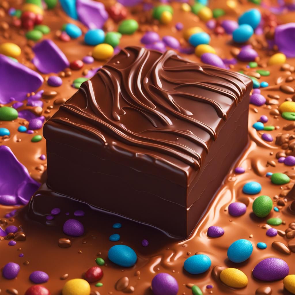 Hyperrealistic Willy Wonka Chocolate Splash Art