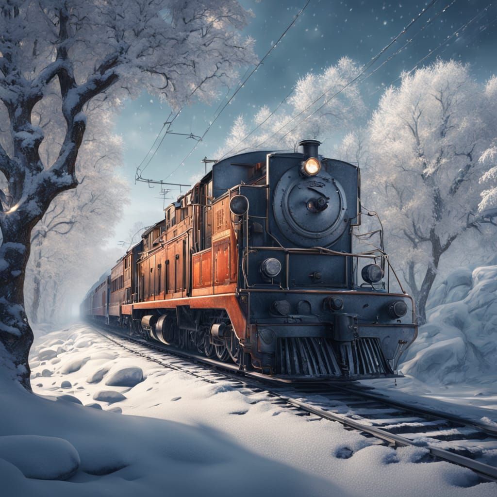 Epic Cinematic Train Journey Through Snowy Landscape