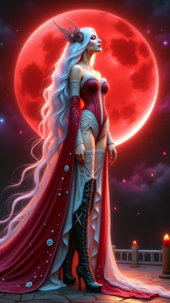 Ethereal Vampire Goddess Under Lunar Eclipse