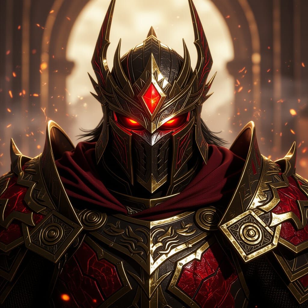 Royal Fighter Portrait with Molten Ruby Armor