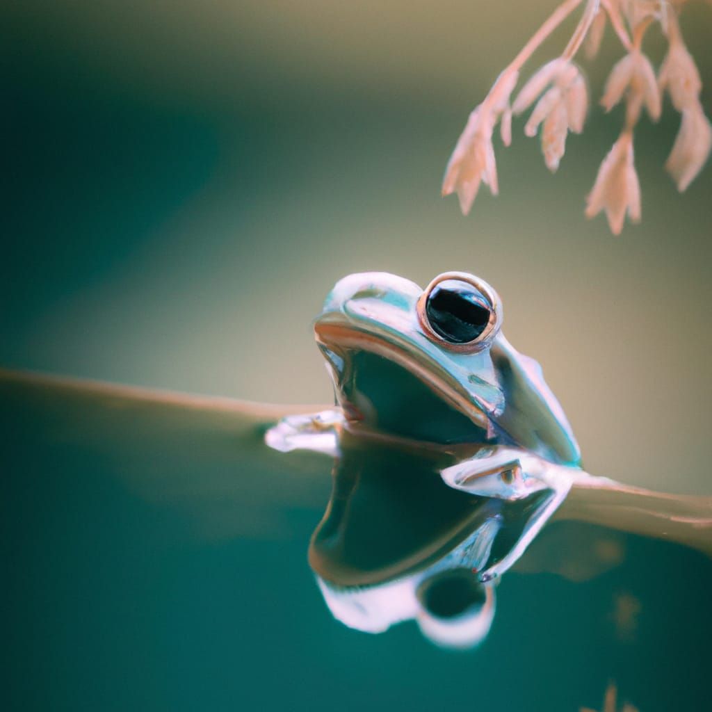 Cute Frog Portrait in Arcane Holographic Style