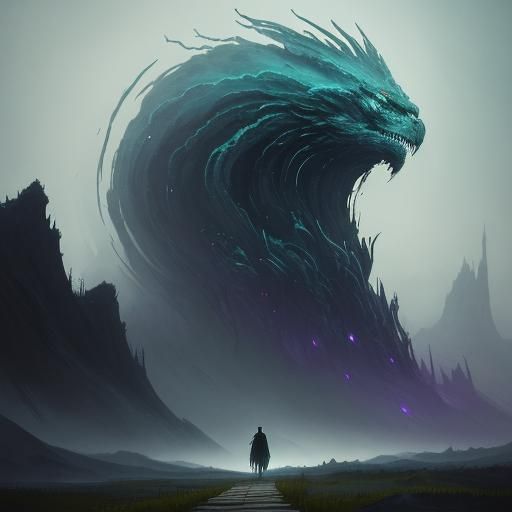 Heroic Figure Overlooks Futuristic Cityscape