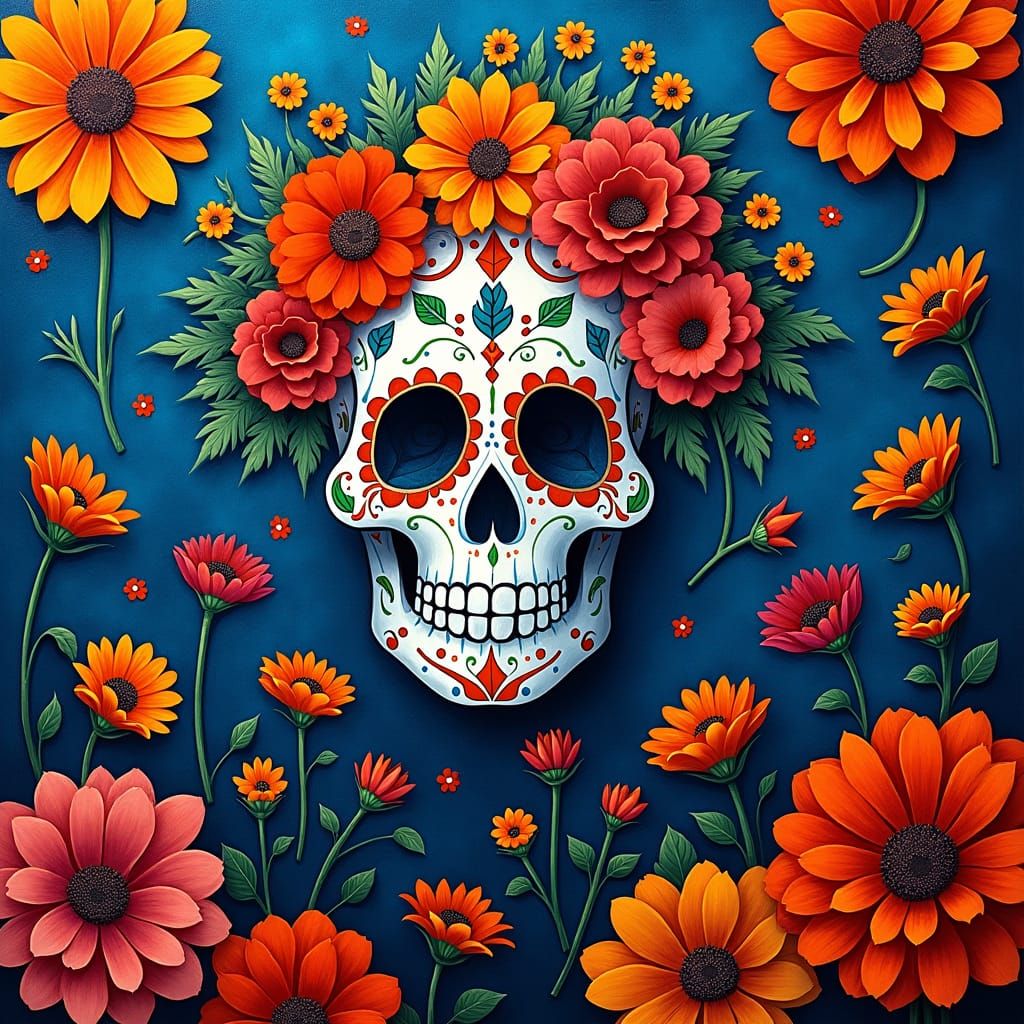 Vibrant Day of the Dead Abstract Painting
