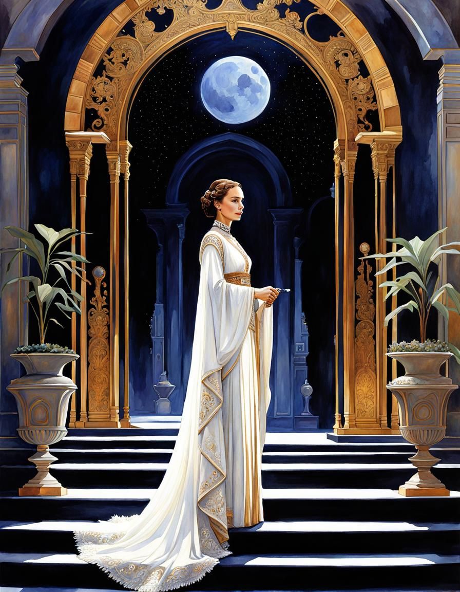 Padme Amidala in Art Deco Studio Ghibli Style